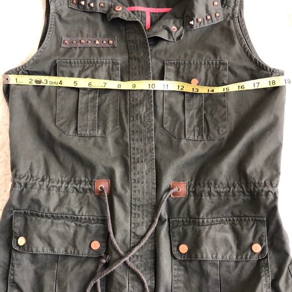 Unbranded Studded Boho Grunge Army Green Drawstring Vest - Picture 10 of 10